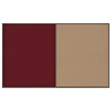 United Visual Products Triple Door Radius Corkboard, 96"x48", Hea UV7016RC-SATIN-PUMICE